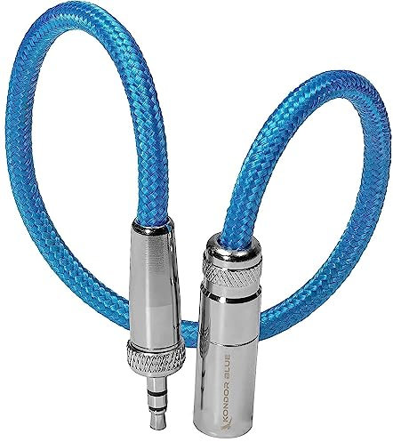 Kondor Blue 12 Mini XLR to 3.5mm TRS Locking Screw Plug Audio Cable for Lavalier/Lapels, Blue