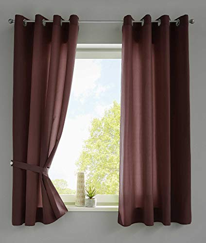 Gardinenbox 2er Set Vorhänge Schal Ösen »Berlin« HxB 175x140 cm Braun Blickdicht Microsatin Lichtdurchlässig Uni Matt, 20405N2