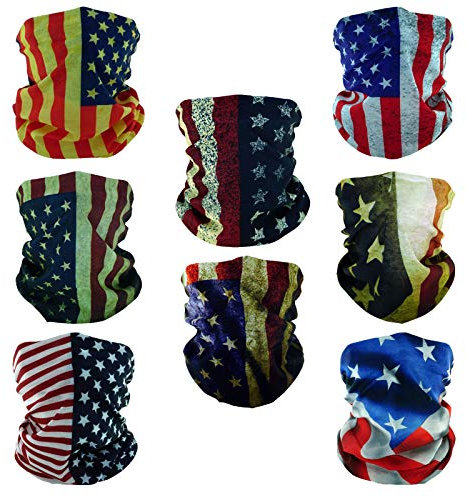 SMEHCF 8 Multifunktionstuch Gesichtsmaske Motorradmaske Sportmaske Sturmmaske Maske Halsmanschette Schal Bandana für Damen Herren US USA Amerikanische Star Flagge