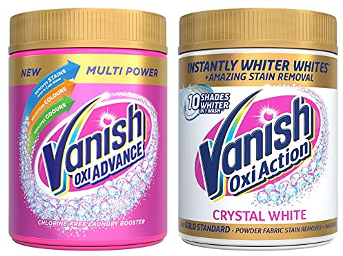 Vanish Gold Oxi Advance and Crystal White Whitener Gold Oxi Action Fabric Fleckenentferner Pulver, 2 x 470 g