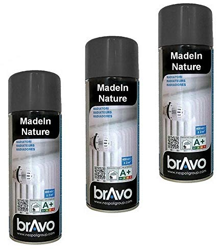 Lot de 6 bombes de peinture, spray Hautes températures ou radiateurs, Intérieur et Extérieur, 400 ml, de MadeInNature (Lot de 6 Radiateurs Gris anthracite Ral 7016)