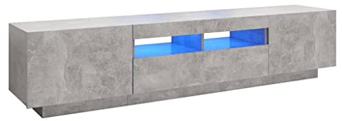 vidaXL TV Cabinet in Concrete Grey with Ambient LED Lights, Modern Design Media Unit for Living Room, Easy Maintenance.