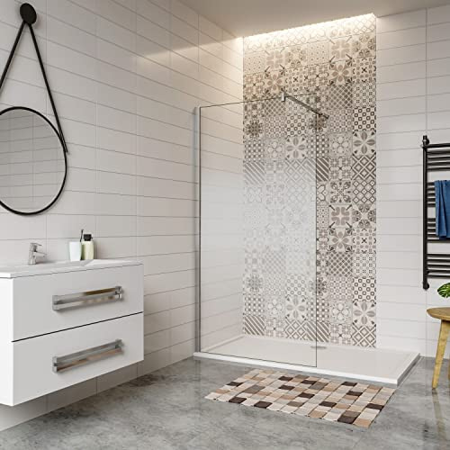 AICA paroi de douche 120x200cm paroi de douche à l'italienne en 8mm verre anticalcaire modèle Brume