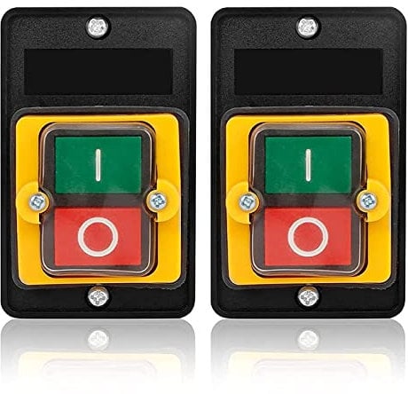 XTVTX 2PCS Maschine Drucktastenschalter 220v Maschienenschalter Switch Pushbutton AC220V / 380V 10A Scherheitsschalter Nullspannungsschalter in mechanischen Textilmaschinen