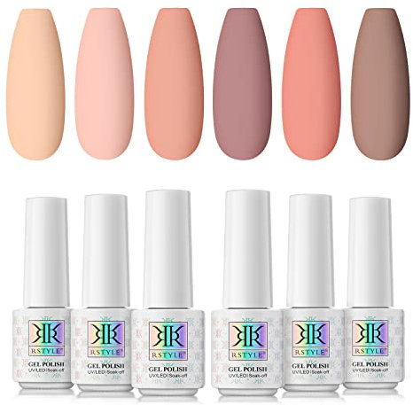 RSTYLE UV Gel Nagellack Set,UV LED Shellac Nagellack Gel Nail Polish für Nageldesign,gelnägel farben Nagelstudio-Kit,6pcs DIY gellack 5ML (A)