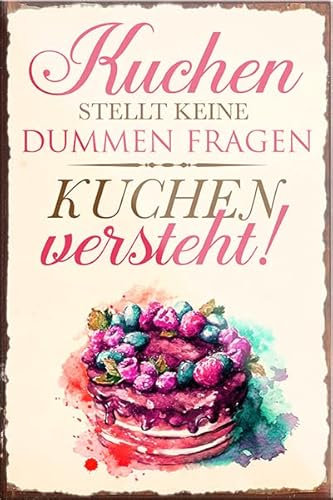 schilderkreis24 – Lustiger Spruch “Kuchen stellt Keine Fragen“ Magnet Essen Kuchen Deko Kühlschrankmagnet Humor Geschenkidee Geburtstag Weihnachten 9x6 cm