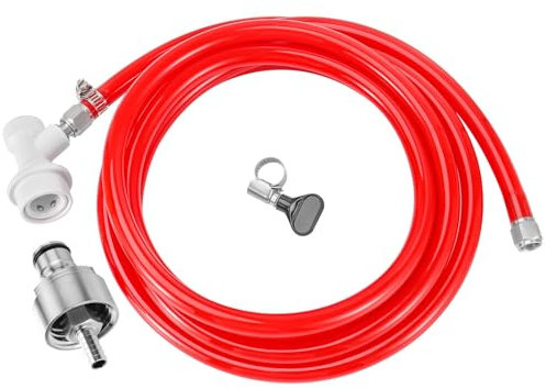 Dbgogo 5 Feet Ball Lock Disconnect Gas Tubing Line Stainless Steel Carbonation Cap Kit for Soda Beer PET Bottle CO2 Regulator Keg Tap with Stainless O.D 5/16'' Barb Brewing Hose Clamp Sealing Gasket