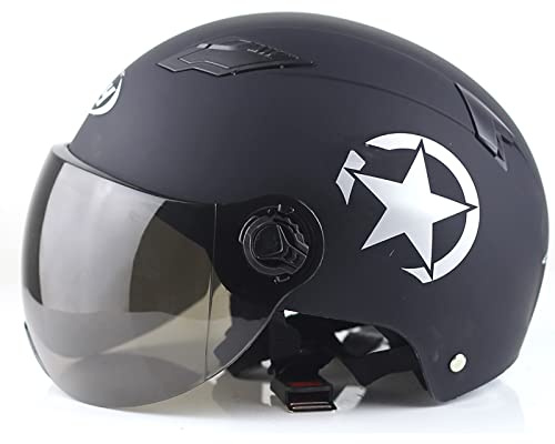 JATIBOSH Light Weight Durable Retro Halbhelm Robuster Komfortabler Motorradhelm, Removable Washable Jethelm Motorradhel Herren Damen Helm Rollerhelm für Pilot Biker Cruiser, ECE-Zertifizierung