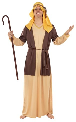 Funidelia Déguisement de Saint Joseph pour homme, Comprend tunique avec gilet, ceinture, foulard et bandeau pour la tête, Noël - Tenue pour adultes pour fêtes, Carnaval et Halloween - Taille L-XL