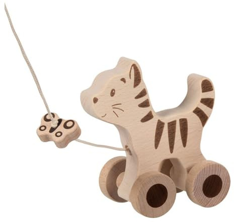 Goki - Ziehen Sie Katze Seil Fahrzeuge, Farbe Beige (54864)