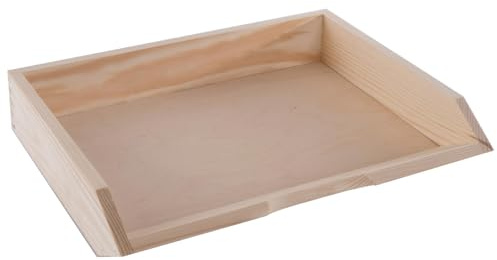 WooDeeDoo Stackable Wooden Letter Tray Horizontal A4 Paper Sorter Document Holder Desk Organiser Stationery Storage Magazine Rack for Home or Office