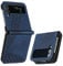 OKZone Kompatibel mit Samsung Galaxy Z Flip 3 Hülle, Handyhülle Samsung Z Flip 3, PU Leder Tasche Schutzhülle Flip Cover Klappbar Klapphülle Etui mit Silikon Bumper 360 Grad Lederhülle (Blau)