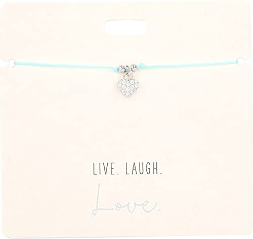 Depesche 11837-004 11837-004-Armband in Hellblau Live. Laugh. Love.mit silbernem Charm und Deko-Perle, variabel in der Länge tragbar, ideal als Geschenkidee, one Size
