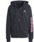 adidas Donna Essentials Linear Full-Zip French Terry Hoodie, Black/Pulse Magenta, XS