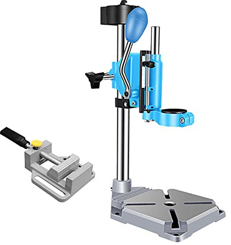 Bench Drilling Machine, Pillar Drill Stand, 90°Rotating Drill Press with Vice for Wood, Aluminum, Composite Panels Drilling, Adjustable Working Stroke, Maxi Clamping Diameter: 44mm