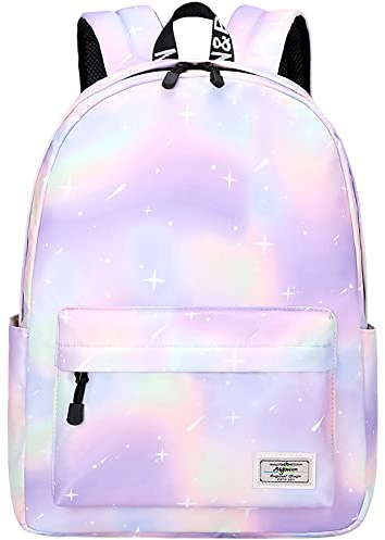 mygreen Rucksack Kinder,Mädchen Vorschule Grundschule Kindergarten Schultasche, Multifunktionale Süße Kinder Schultasche Große Kapazität Galaxie Grün Lila