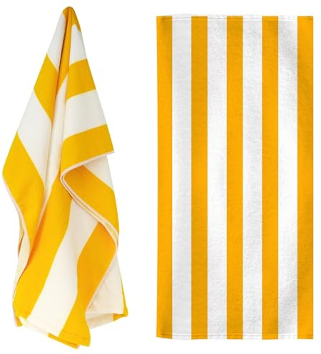 GEEZY Microfibre Beach Towel, Orange Striped - Quick Drying, Lightweight, Sand-Free, Large & Durable, Summer Design - Beach Essentials for Travel, Holiday, Swimming, Sauna, Adults & Kids, 70x140cm