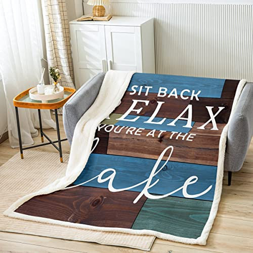 Seeregeln Wohndecke See Haus Decke 130x150cm Retro Lodge Cabin Kuscheldecke Bauernhaus Braun Blau Dekor Vintage Couchdecke Rustikal Holz Diele Dekor Flanell Fleecedecke