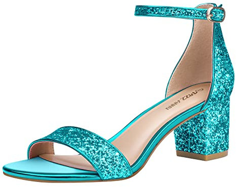 PIZZ ANNU Sandalen Damen mit Absatz Bequem Sandaletten Sommer Elegant Sommerschuhe Klassische Blockabsatz Schuhe Blue EU 39