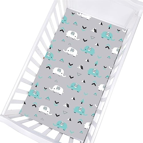 Odot Spannbettlaken für Kinderbett, Kinderwagen Matratzenbezug, Weiche Babybett/Beistellbett Spannbetttuch Stubenwagen Bezug, Perfekte Passform durch Rundum-Gummizug (97x61cm,Elefant)