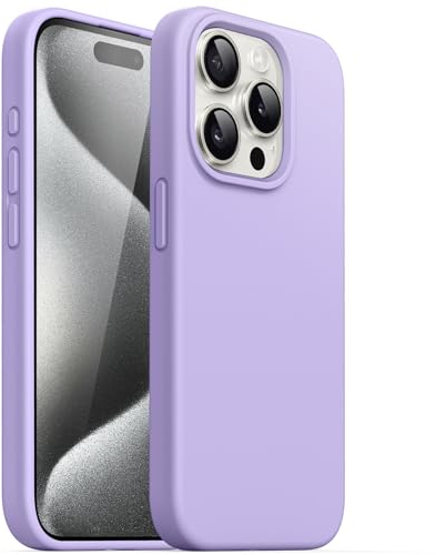 JETech Silicone Case for iPhone 15 Pro Max 6.7-Inch, Silky-Soft Touch Full-Body Protective Phone Case, Shockproof Cover (Light Purple)