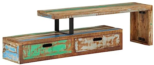 FIRBNUS Meuble TV - 112 x 30 x 40 cm - En bois recyclé massif - Commode industrielle - Meuble bas pour salon - Meuble TV - Commode en bois - Buffet en bois