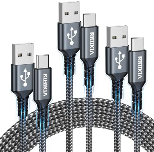 Cavo USB C, Cavo USB Type-C [3Pezzi/ 0.5M+1M+2M] Caricabatterie Cavetto Ricarica Rapida Filo Caricatore Carica per Samsung S23 S22 S20 S10 S8, A20e A33 A52 A53 A54