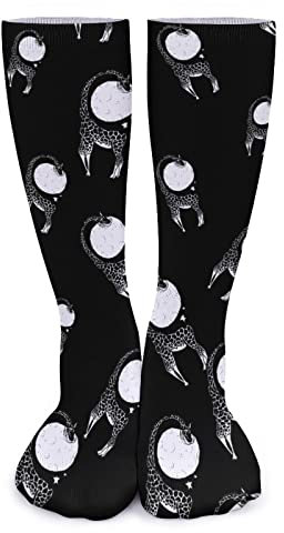FWJZDSP Lustige Giraffe, die Damen über der Wade hohe dicke Socken, Cosplay-Strümpfe, Sport-Beinstulpen isst