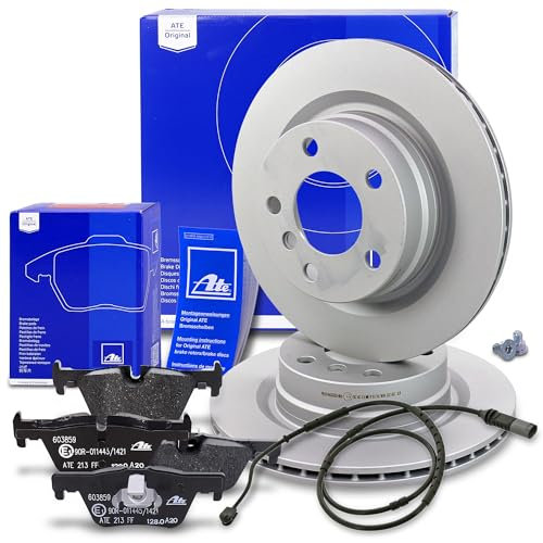 ATE Bremsenset Hinterachse inkl. Bremsscheiben hinten Ø 300 mm belüftet und Bremsbeläge hinten 1x Hersteller Verschleißwarnkontakt Kompatibel mit BMW 1er, 2er, 3er, 4er (F32, F82) (F36)
