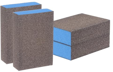 sourcing map 4pcs Sanding Sponge Blocks #100 (240-320 Grits) Wet/Dry Hand Sanding Sponges, 100x70x25mm Foam Sanding Block Pad for Polishing Kitchen Metal Wood Drywall Furniture, Brown&Blue