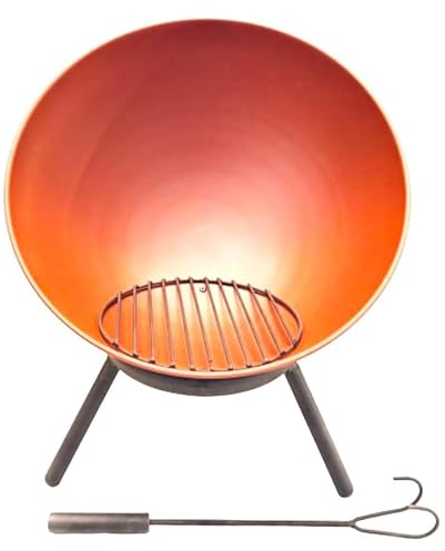 Jet-Line® | Outdoor | Feuerstelle | Feuerschale NAVARO | Garten | Terrasse | 56 cm geneigt Horizontal | firebowl | Funken Windgeschützt | Rostoptik | Feuerkorb | Windgeschützt | Feuertonne
