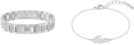 Lacoste Armband mit Knebelverschluss für Herren Kollektion METROPOLE Verziert mit petit piqué Muster - 2040117 & Gliederarmband für Damen Kollektion CROCODILE - 2040046