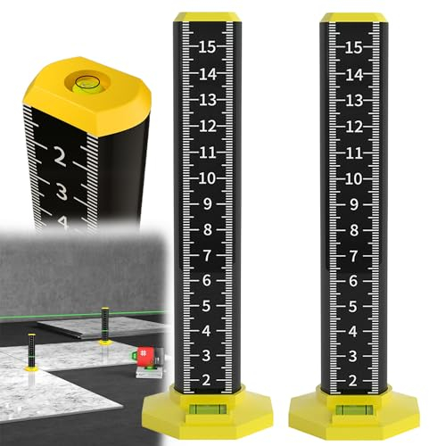 Ceiling and Floor Tile Height Ruler, 2pcs Lineal für Die Höhe Von Decken- Und Bodenfliesen, Leichtes Stahl-Nivellier-Artefakt, Dual-Use-Messlineal mit Magnetfuß, Positionierungslineal