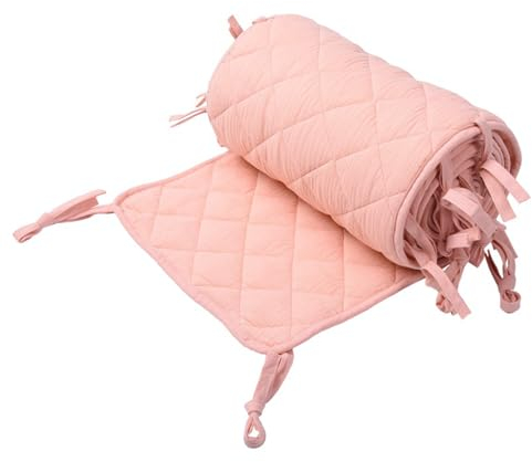 CPTCMYHM Baby Bettumrandung, Bettumrandung Babybett, Kinderbetten Kantenschutz Baby Babybett, Atmungsaktive Polsterung Für Babybett, Kopfschutz Umrandungen Für Kleinkinder,Rosa,120 * 15cm