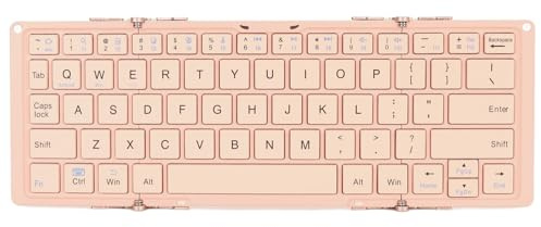 Tonysa Clavier Portable sans Fil Pliable, Mini Clavier Ergonomique à 3 Volets pour Tablettes et Smartphones, avec Prise en Charge D', pour Systèmes iOS, Facile à Transporter (Pink)