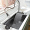 JXDWTL Fregaderos de Cocina bajo encimera Fregaderos de Cocina de Acero Inoxidable de un Solo tazón Fregaderos de Cocina rectangulares con Grifo en Cascada