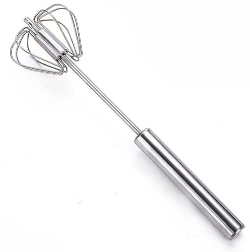 Egg Whisk, Hand Push Whisk Blender, Stainless Steel Egg Beater, Milk Frother, Rotating Push Mixer Stirrer for Whisking, Beating, Stirring