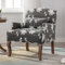 Ya-Home Vintage Sessel mit Armlehne, Polstersessel mit Holzbeinen & Blumenmuster Einzelsofa Akzentstuhl mit Kissen für Wohnzimmer/Schlafzimmer,Grau