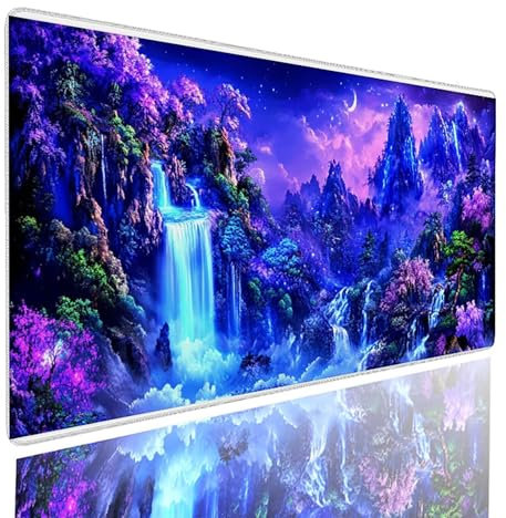 Gaming Mauspad Lila Mauspad XXL 900x300x3mm, Vernähten Kanten Schreibtischunterlage Fallen Mousepad rutschfeste Gummiunterseite Wasserdicht Mauspad Gaming PC Zubehör Mouse Pad für PC, Laptop 5S-5