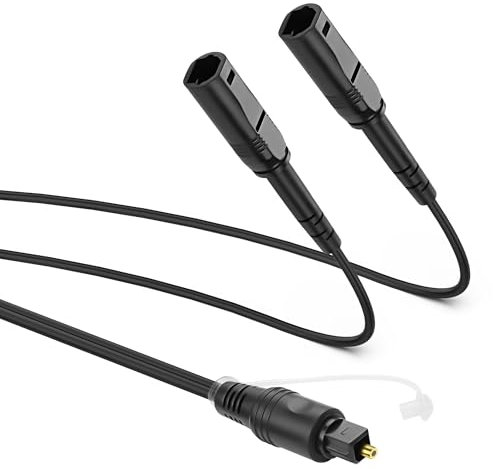 Hoembpn 0.3M Toslink Digital Optical Audio Splitter Cable 1 in 2 Out,Fiber optic Audio Adapter 1 Male to 2 Female Support Dolby Digital/DTS-HD for Home Theater,PS5,TV,Soundbar,DVD Player