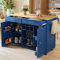 Isla de Cocina Moderna Multifuncional con Espacio de Almacenamiento, Carrito de Comedor Aparador de Madera Azul, Mueble Auxiliar para Cocina 102x45x92 cm