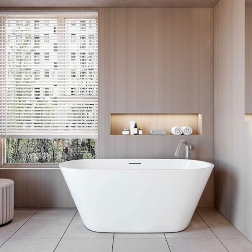 AICA Bañera exenta de acrílico ovalada - 1500x700x580mm - color blanco - incluye manguera + desagüe