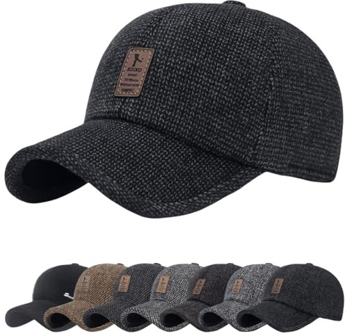 YKDLLF Casquette de Baseball d'hiver Hommes avec Cache-Oreilles Pliable Casquette de Baseball Chapeau d'hiver en Warm Winter Baseball Cap