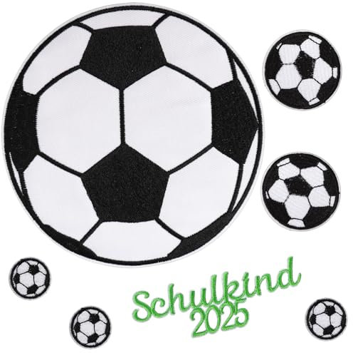 BOFUNX 7 Stücke Schultüte Aufnäher Fußball Aufnäher Patches Bügelbild Kinder Aufbügelflicken für Schultüte Schulranzen Kleidung