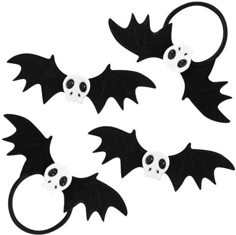 Halloween Fledermaus Haarspange Schädel Haarspange 2 Stück Haarspangen und 2 Stück Haarseil Fledermausflügel Haarspangen Fledermaus-Haarklammer Haarschmuck für Halloween Cosplay Kleid Party