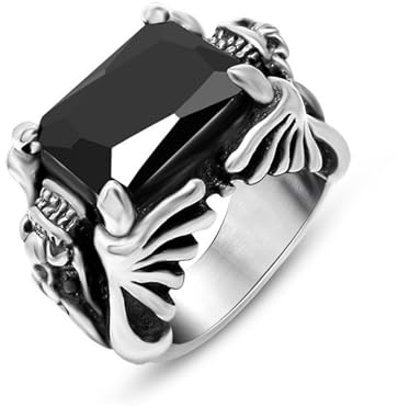 Wycian Ring Modeschmuck Damen, Silber Ringe Verlobung Edelstahl Zirkonia Größe 60 (19.1) 15.6mm Vintage Doppeldrache Zirkonia Schwarz Gravur für Wife Verlobung