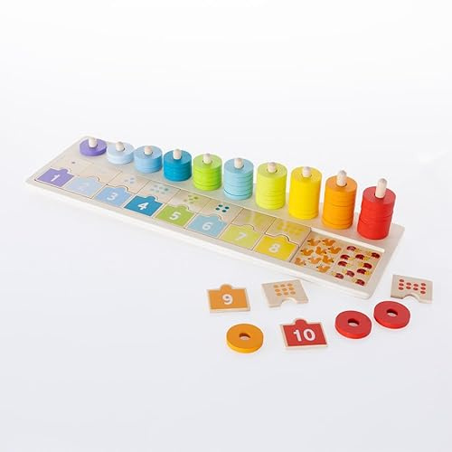 Fat Brain Toys Counting & Matching Board 1-10 - Match & Stack Counting Board Early Learning Toys for Ages 2 to 5