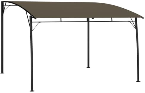 Qnhdfrt Pergola - Gazebo da giardino, 3 x 3 x 2,55 m, in acciaio verniciato a polvere, con tettuccio parasole in poliestere, tortora, per feste in giardino, tettoia ed eventi all'aperto