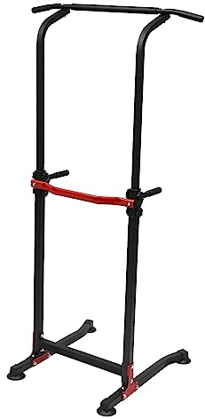 Power Tower Dip Station, Multifunktionaler Klimmzugstange für Zuhause, Höhenverstellbar, Tragkraft 150kg, Freistehend Dipständer für Brust, Arme, Rücken, Schultern & Core Training