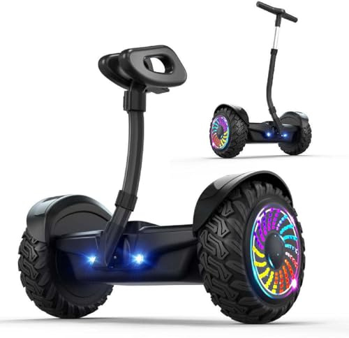 10 Self-Balancing Scooter, All Terrain Hover Board with Bluetooth Speaker, LED Wheels, And Lights,120kg Load-Bearing,Gift for Kids and Teenager Black
